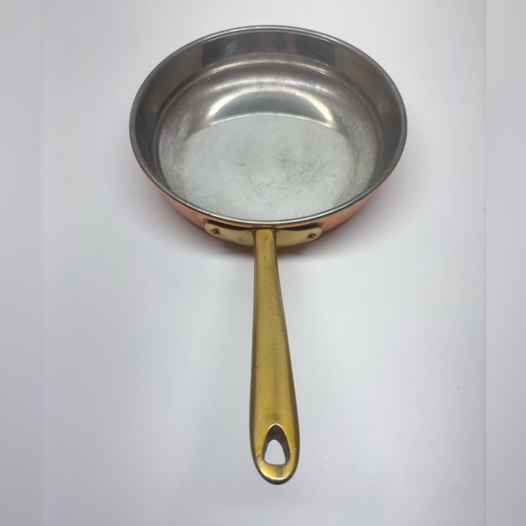 Copral Copper Lined Brass Handle Sauté Pan Made In Portugal 8.5” Width, 2” Depth - Picture 3 of 11
